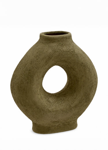 Vase en céramique brute BREA, foncé Vert
