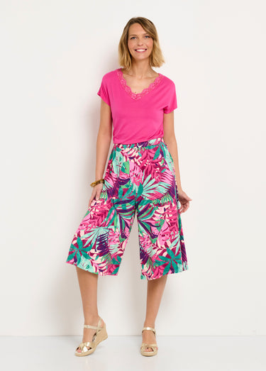 Jupe-culotte taille élastiquée imprimé tropical Multicolore