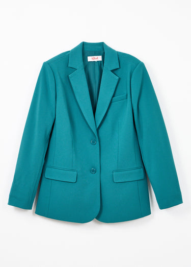 Veste blazer unie coupe droite col tailleur Vert