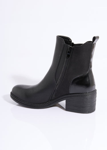 Boots Chelsea à talon et bout rond Noir