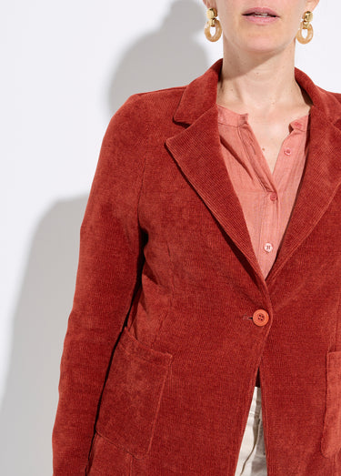 Veste col tailleur en velours reliefé Brique