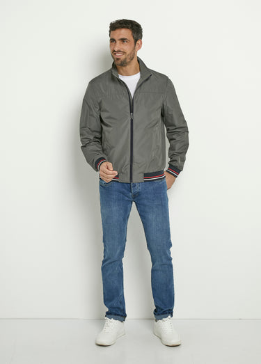 Blouson zippé col montant détails fantaisie Kaki