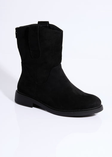 Bottines plates en suédine Noir