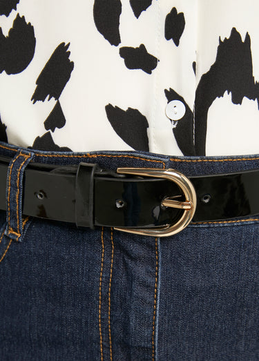 Ceinture vernie avec boucle métal Noir
