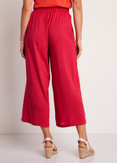Pantalon large taille élastiquée fleuri ou uni Tomette