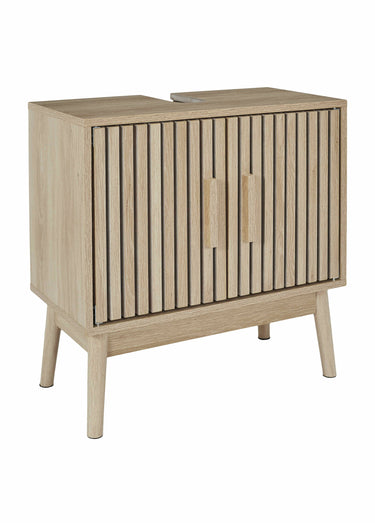 Meuble sous vasque en bois claustra Marron