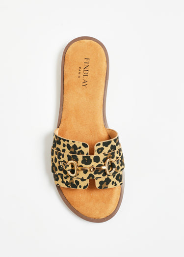 Sandales façon mules avec détail métal Leopard