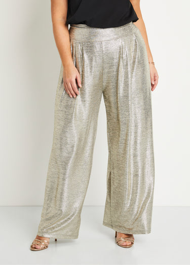 Pantalon large maille brillante taille élastiquée Dore