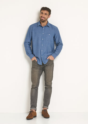 Chemise manches longues poche boutonnée Bleu