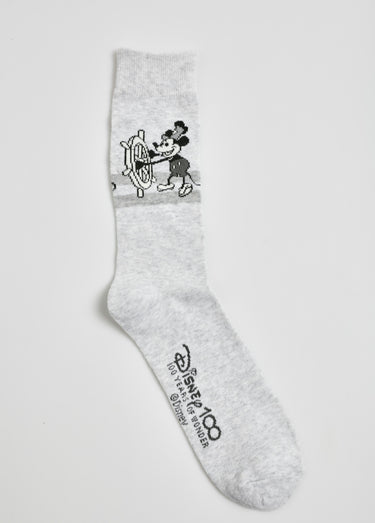 Chaussettes vintage fantaisie, Mickey Gris Clair