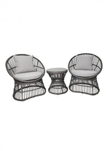 Set outdoor rotin 2 fauteuils + table Gris