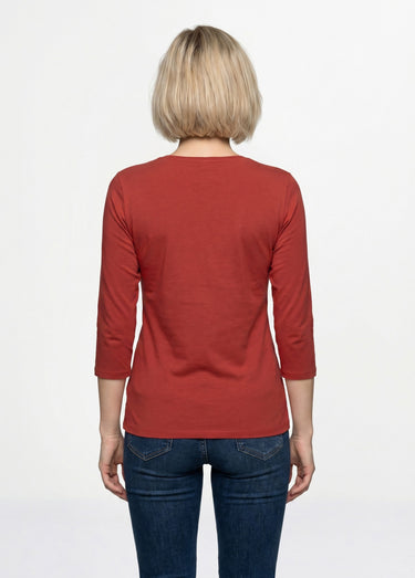 T-shirt coton et dentelle manches 3/4 Tomette