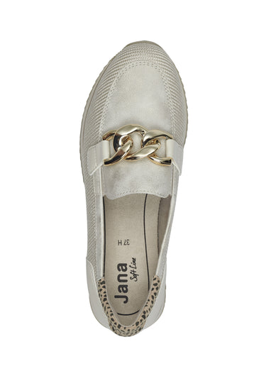 Mocassins compensés multimatières Beige Dore