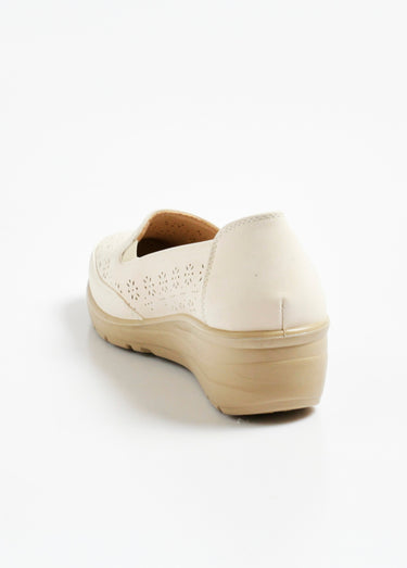 Mocassin ajouré confort élastiques côtés Beige