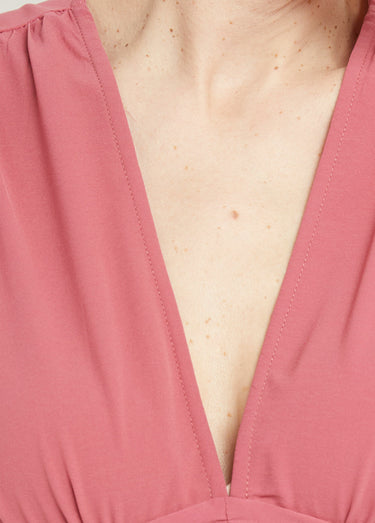 Robe longue sans manches taille plissée Vieux Rose