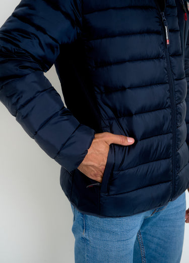 Doudoune chaude zippée à capuche Bleu