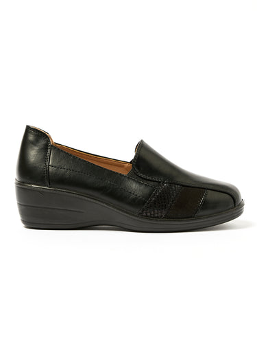 Derbies mix matières et talon compensé Noir