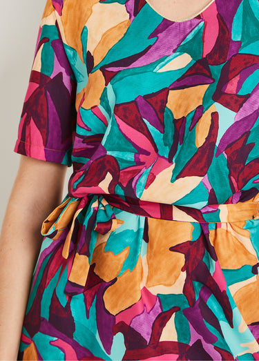 Robe ample courte imprimé floral Violet/Bleu