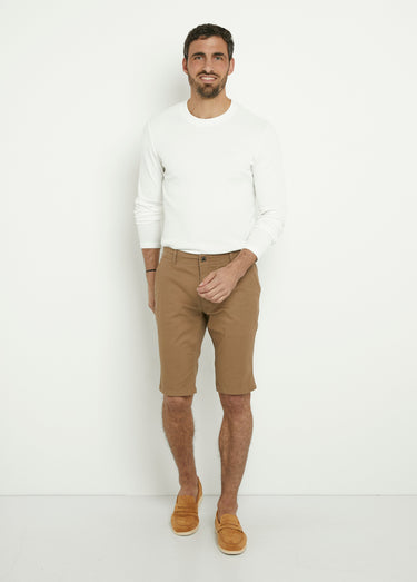 Bermuda en toile de coton extensible Camel
