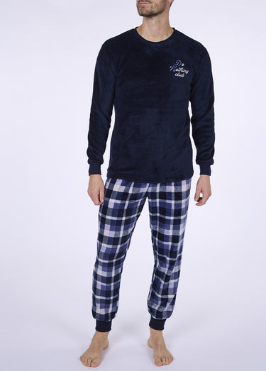 Pyjama chaud en polaire et flanelle Marine