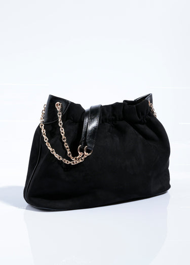 Sac plissé chic suédine et bride métal Noir