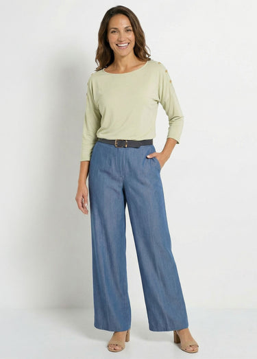 T-shirt marinière rayé manches 3/4 Uni Vert