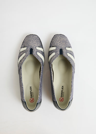 Mocassins compensés souples largeur confort cuir Marine