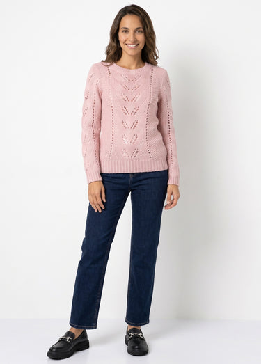 Pull doux en maille fantaisie Rose