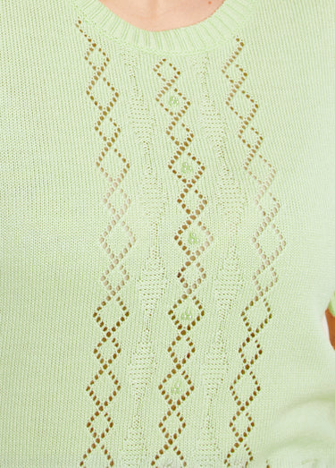 Pull ajouré perlé manches courtes Vert