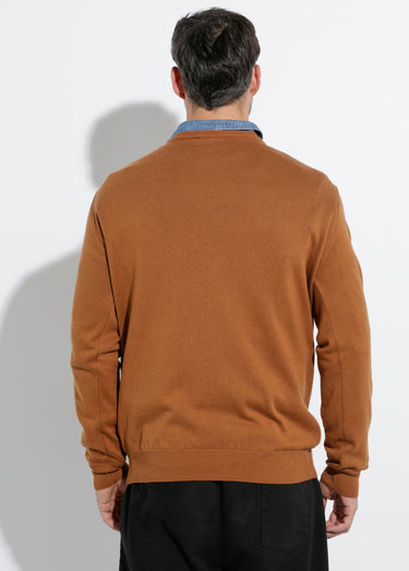 Pull fin coton, col rond manches longues Camel