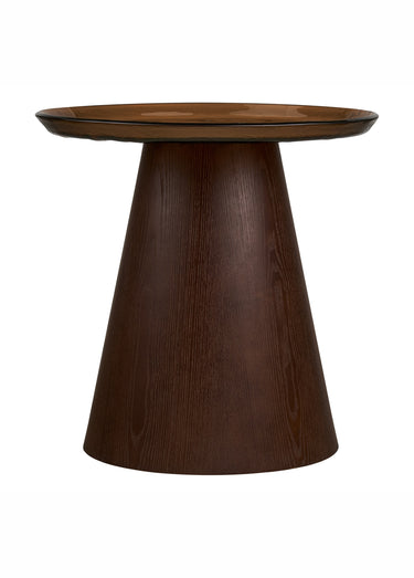Table d'appoint verre et frêne ORVIETO Brun Fonce