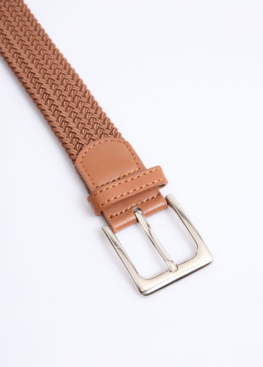 Ceinture tressée extensible taille unique Camel