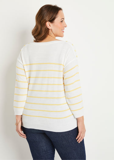 Pull fin rayé Blanc/Vanille
