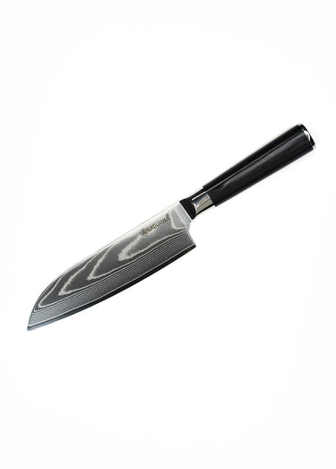 Grand couteau Santoku lame damas + étui, Core Noir