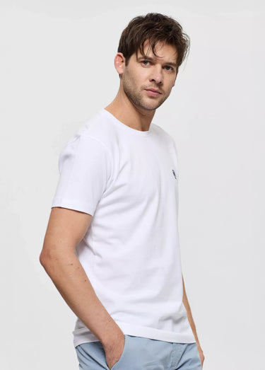 T-shirt col rond essentiel, logo poitrine Blanc