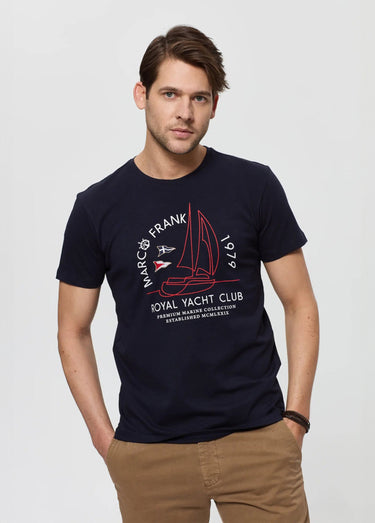 T-shirt manches courtes, thème nautique Bleu Marine