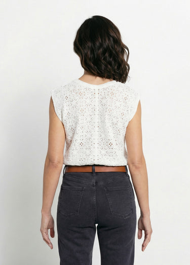 Gilet sans manches effet crochet Ivoire
