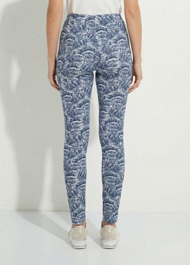 Legging ceinture élastiquée uni ou imprimé Bleu Ciel