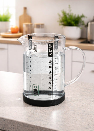 Verre doseur 1L, base silicone Transparent