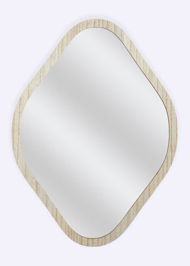 Miroir losange avec contour bois brut Naturel