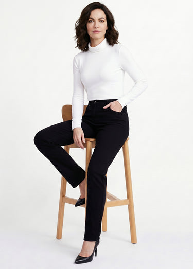 Pantalon droit 5 poches coton stretch Noir
