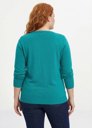 Pull doux col V manches longues Vert