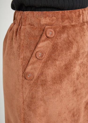 Jupe droite courte velours milleraies Marron