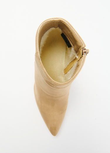 Boots velours talon bijou bout pointu Beige