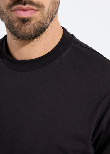 T-shirt col rond en coton épais Noir