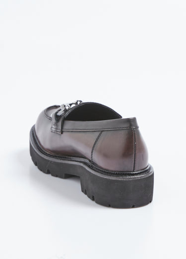 Mocassins cuir mors métal et semelle crantée Marron Fonce