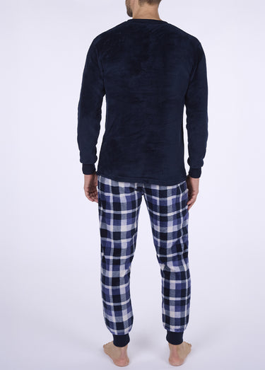 Pyjama chaud en polaire et flanelle Marine