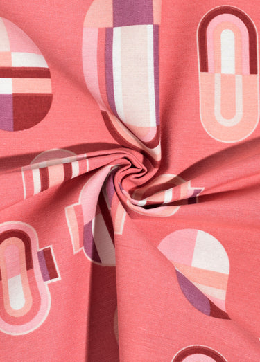 Coupon tissu déco, ovale rétro 2x1,4m Imprime/Rose