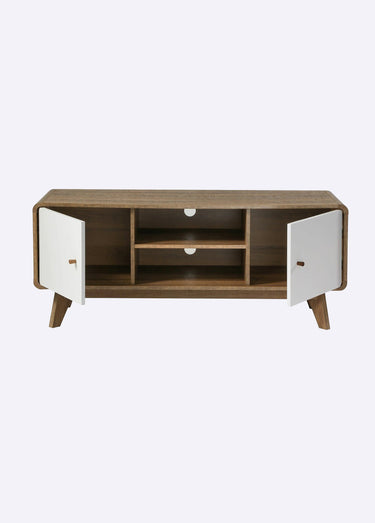 ALBURA Meuble TV constrasté décor bois Bois Fonce