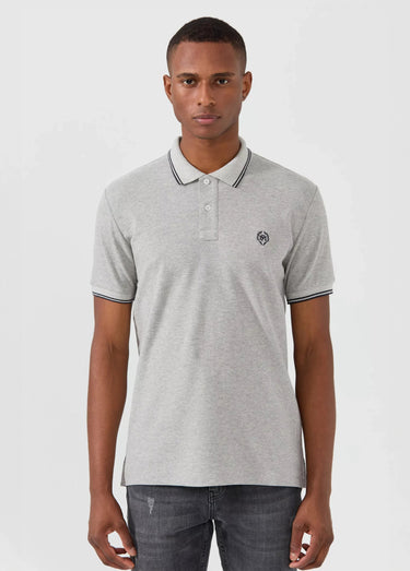 Polo manches courtes détails contrastés Gris